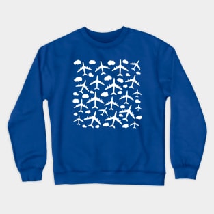 Blue flying airplanes aircraft pattern Crewneck Sweatshirt